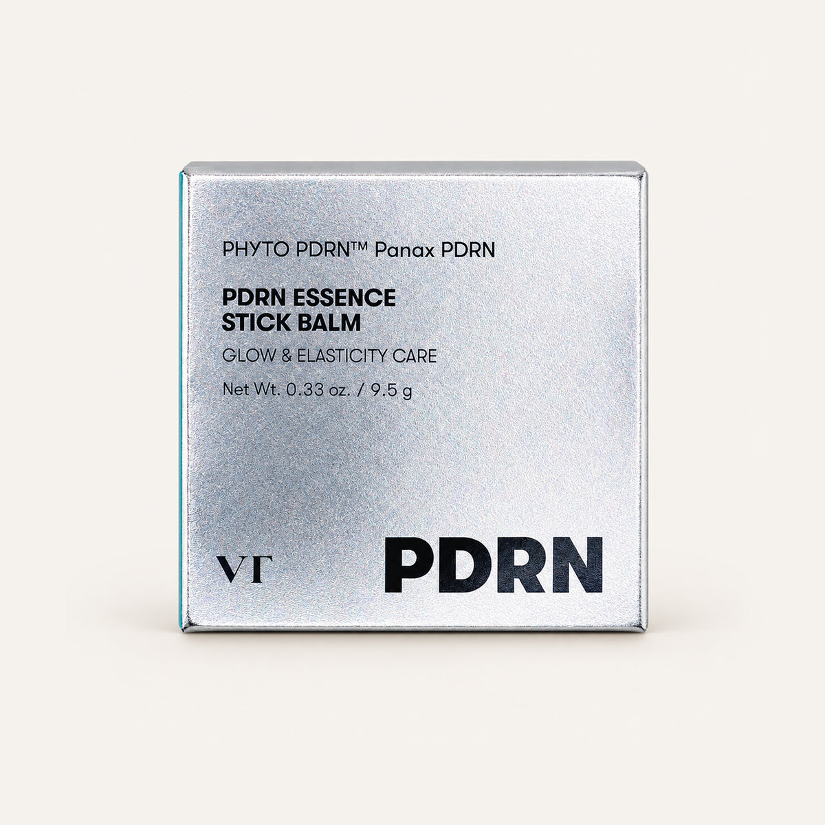 VT Cosmetics PDRN Essence Stick Balm 9,5 g, silver box, front view | Ellemania