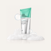 VT Cosmetics PDRN Reedle Shot Scalp Shampoo 200 ml, turquoise and silver tube against a background of foam | Ellemania
