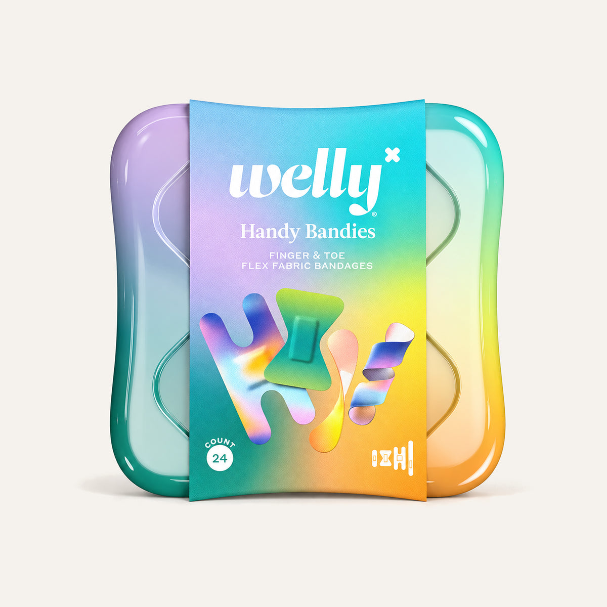 Welly Handy Bandies, rainbow-coloured box, front view | Ellemania