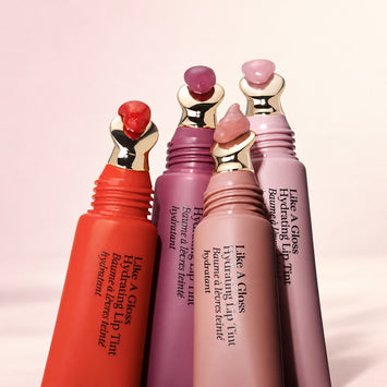 YSE Beauty Like A Gloss Hydrating Lip Tint, cztery tuby z różnymi odcieniami i aplikatorami w kształcie serca | Ellemania