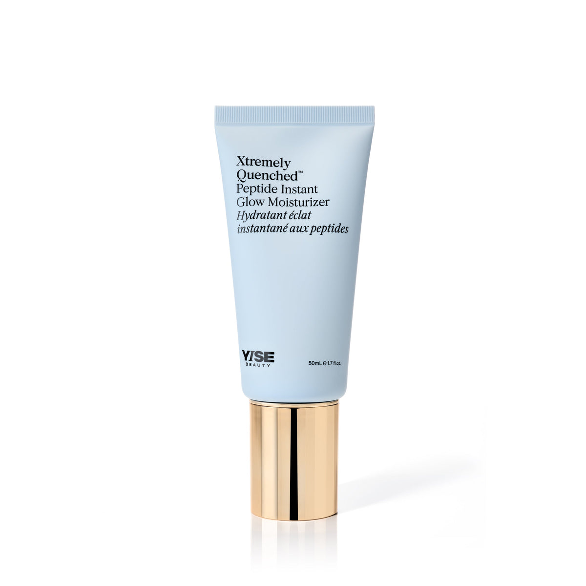 YSE Beauty Xtremely Quenched Peptide Instant Glow Moisturizer 50 ml, tubka z przodu z złotą nakrętką | Ellemania