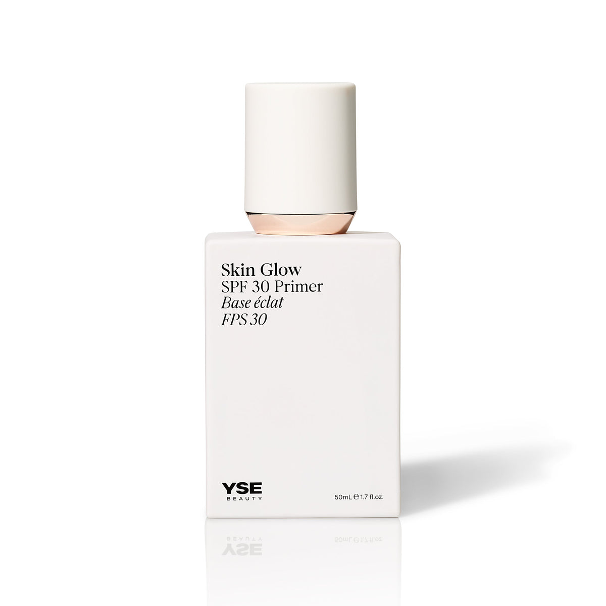 YSE Beauty Skin Glow SPF 30 Primer 50 ml, biała butelka z pompką z przodu | Ellemania