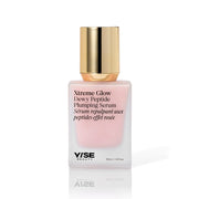 YSE Beauty Xtreme Glow Dewy Peptide Plumping Serum 30 ml, butelka ze złotą zatyczką i różowawym serum z przodu | Ellemania