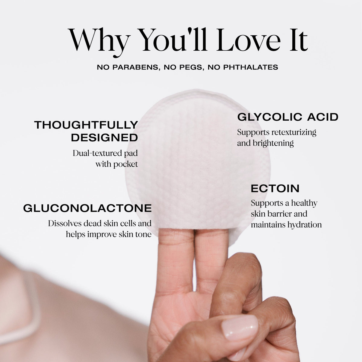 Płatek złuszczający YSE Beauty Your Favorite Ex z kieszonką na palce, prezentujący kluczowe składniki aktywne.