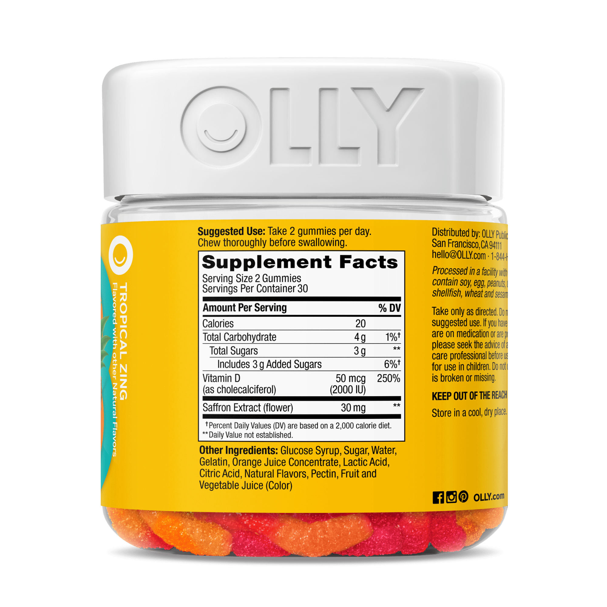 OLLY Hello Happy Gummy Worms - żelki na poprawę nastroju z ekstraktem z szafranu i witaminą D