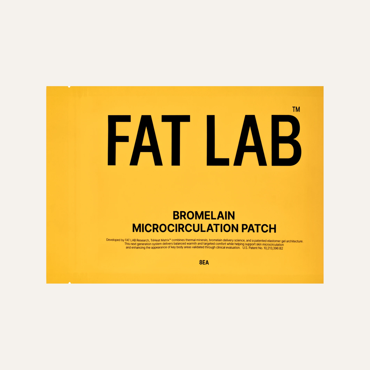 FAT LAB Bromelain Microcirculation Patch 8 szt. - żółta saszetka z przodu z napisem FAT LAB i oznaczeniem 8EA | Ellemania