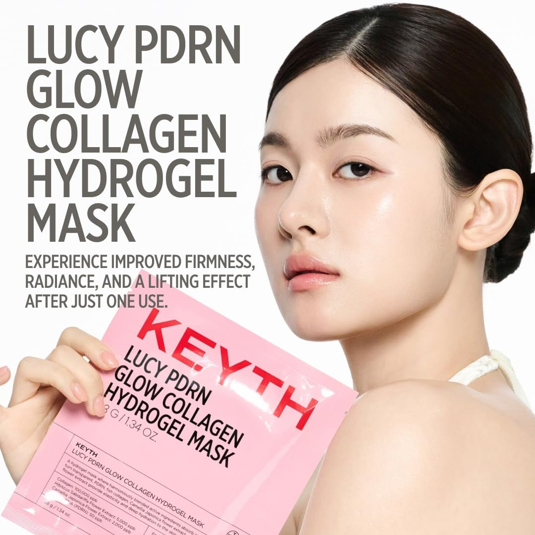 Keyth Lucy PDRN Glow Collagen Mask - maska hydrożelowa do twarzy 38 g, opakowanie | Ellemania