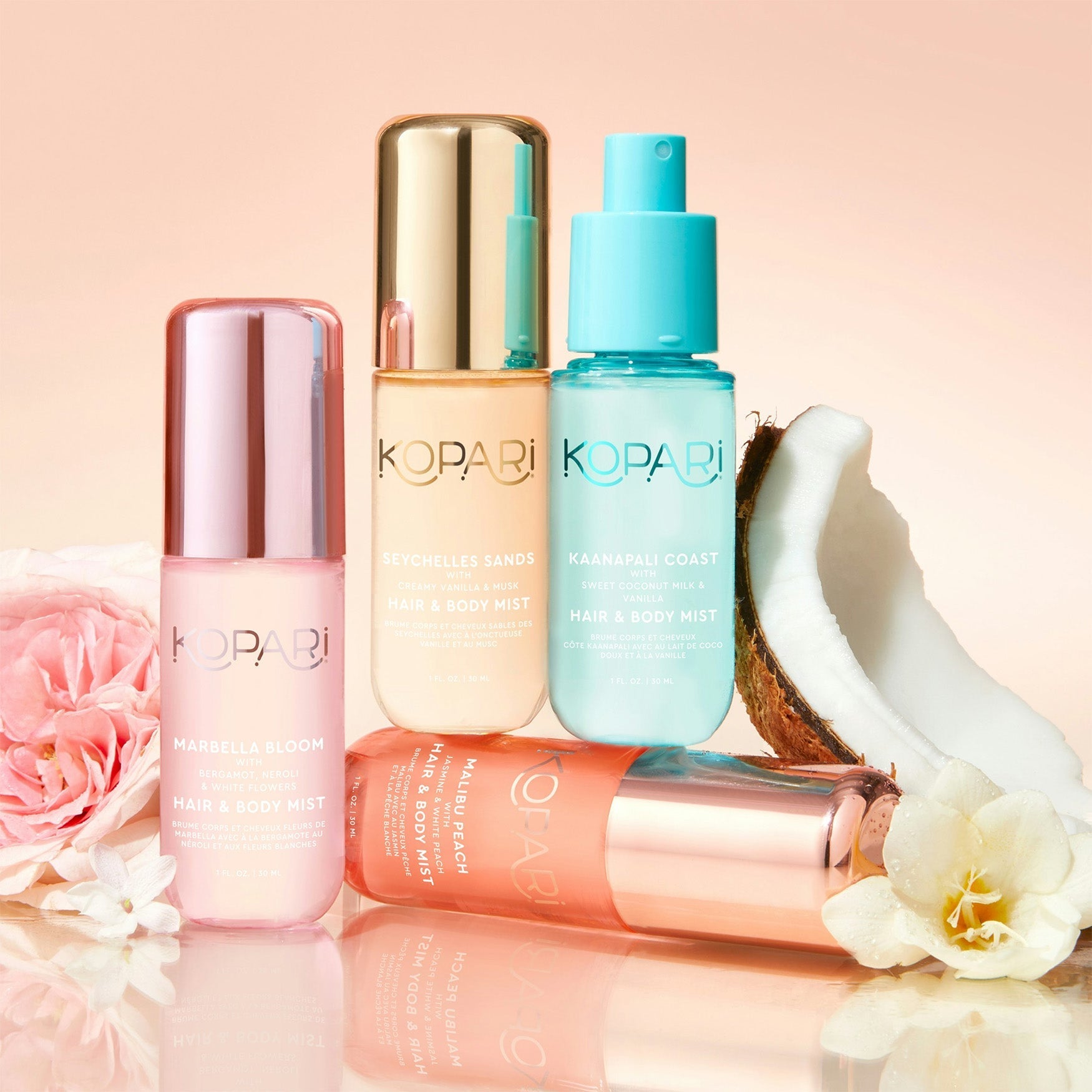 Kopari Paradise Found Hair & Body Mist - cztery zapachy mgiełek do włosów i ciała | Ellemania