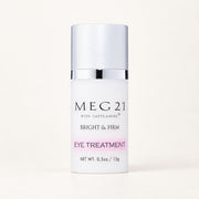 Meg 21 Bright & Firm Eye Treatment 15 g - biała butelka z pompką i srebrną nakrętką z przodu | Ellemania