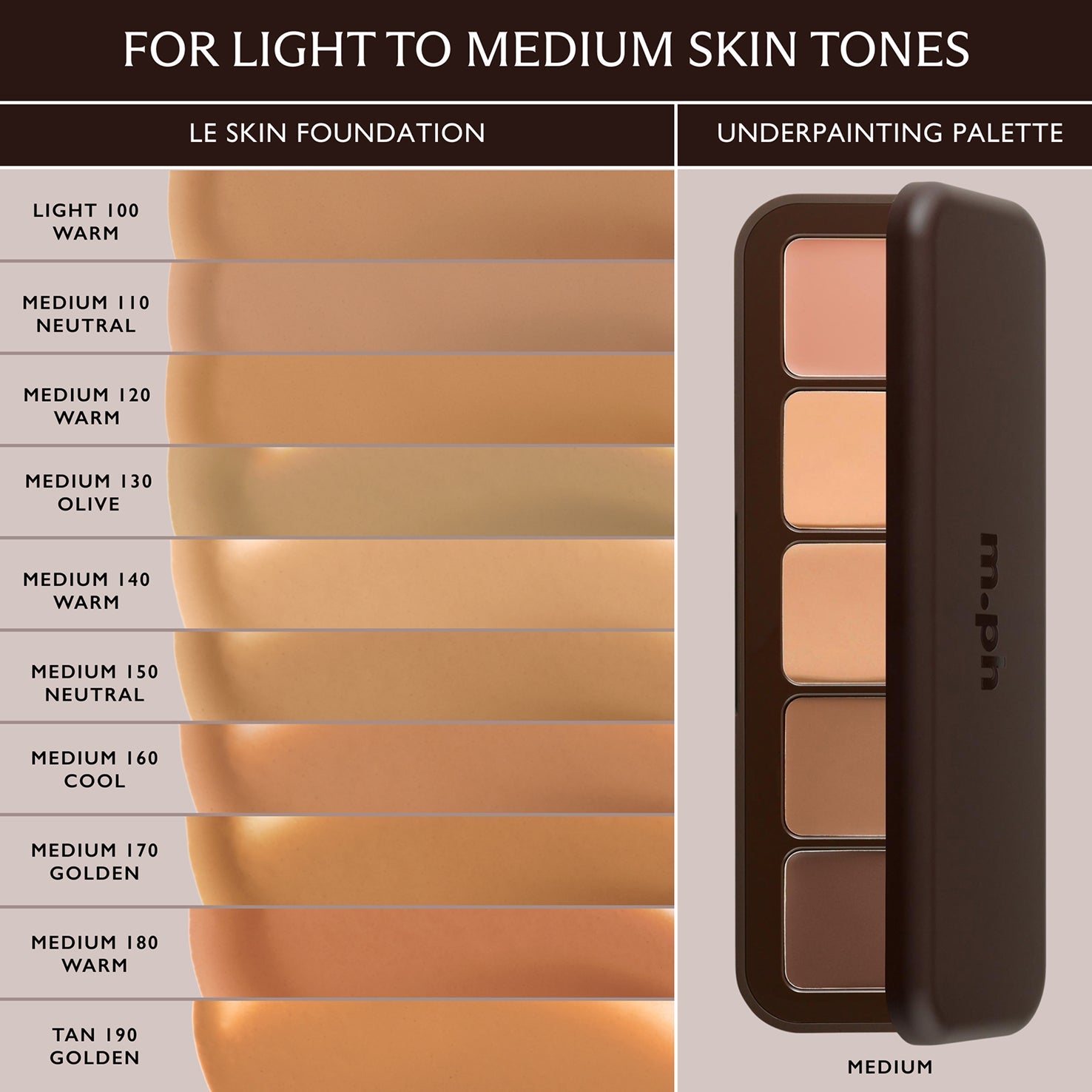 m.ph by Mary Phillips Underpainting Face Palette - Cream contour, highlight, and correcting face palette, shade Light 12 g