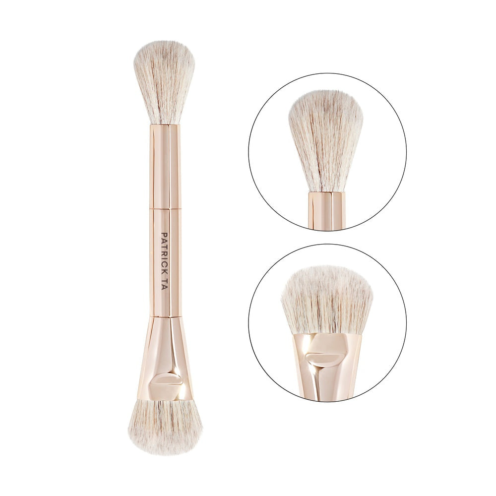 Patrick Ta Dual Ended Precision Blush Brush - zbliżenie gęstej i puszystej końcówki | Ellemania
