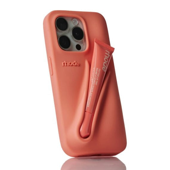Rhode Skin Lip Case iPhone 15 Pro Max — Półtransparentne Etui na Telefon z Miejscem na Błyszczyk, Żółte — KANDYDAT (scrap)