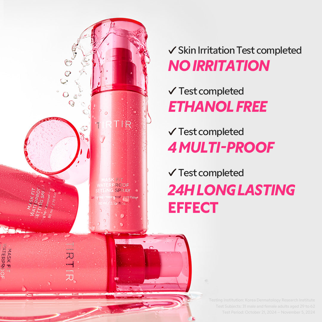 Tirtir Mask Fit Waterproof Setting Spray - wodoodporny spray utrwalający makijaż, technologia 4 Multi-Proof, wykończenie półmatowe 80 ml