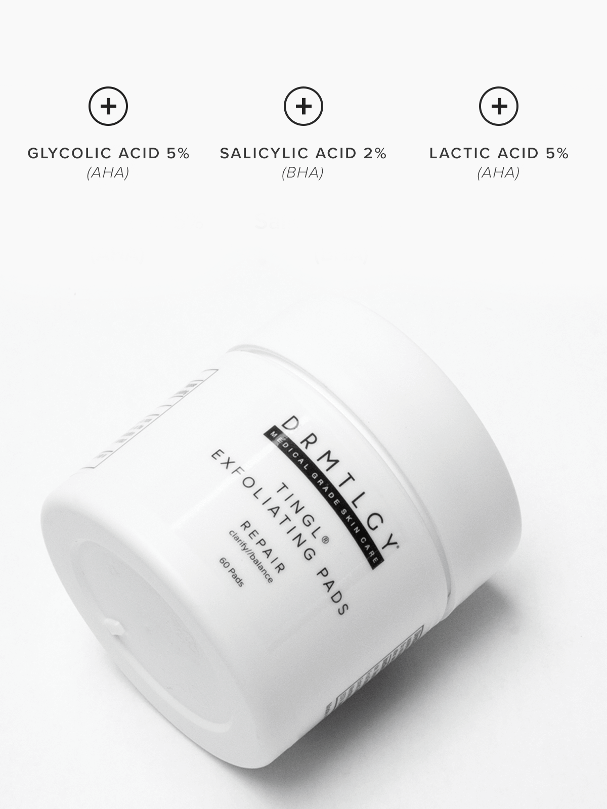 DRMTLGY Tingl Exfoliating Pads - złuszczające płatki do twarzy z kwasami AHA i BHA 60 sztuk