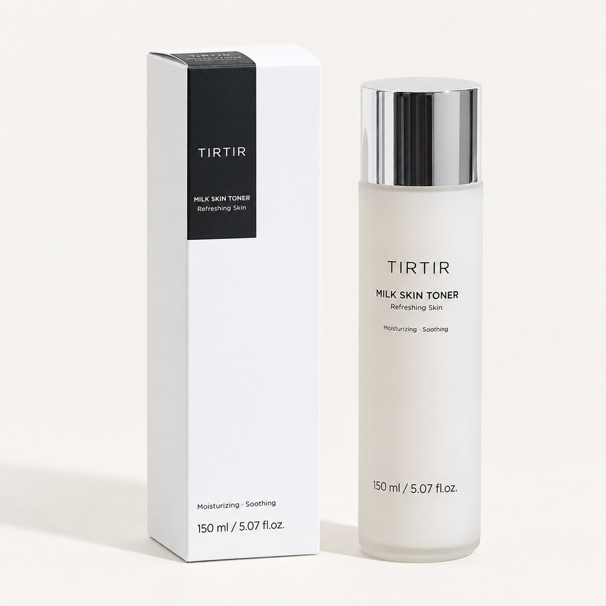 TIRTIR Milk Skin Toner 150 ml - butelka toniku obok białego kartonowego pudełka | Ellemania
