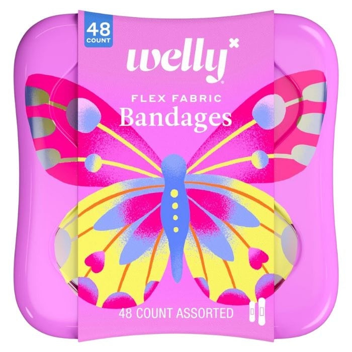 Welly Flutter Flex Fabric Bandages — Plastry Opatrunkowe z Wzorem Motyli — KANDYDAT (scrap)