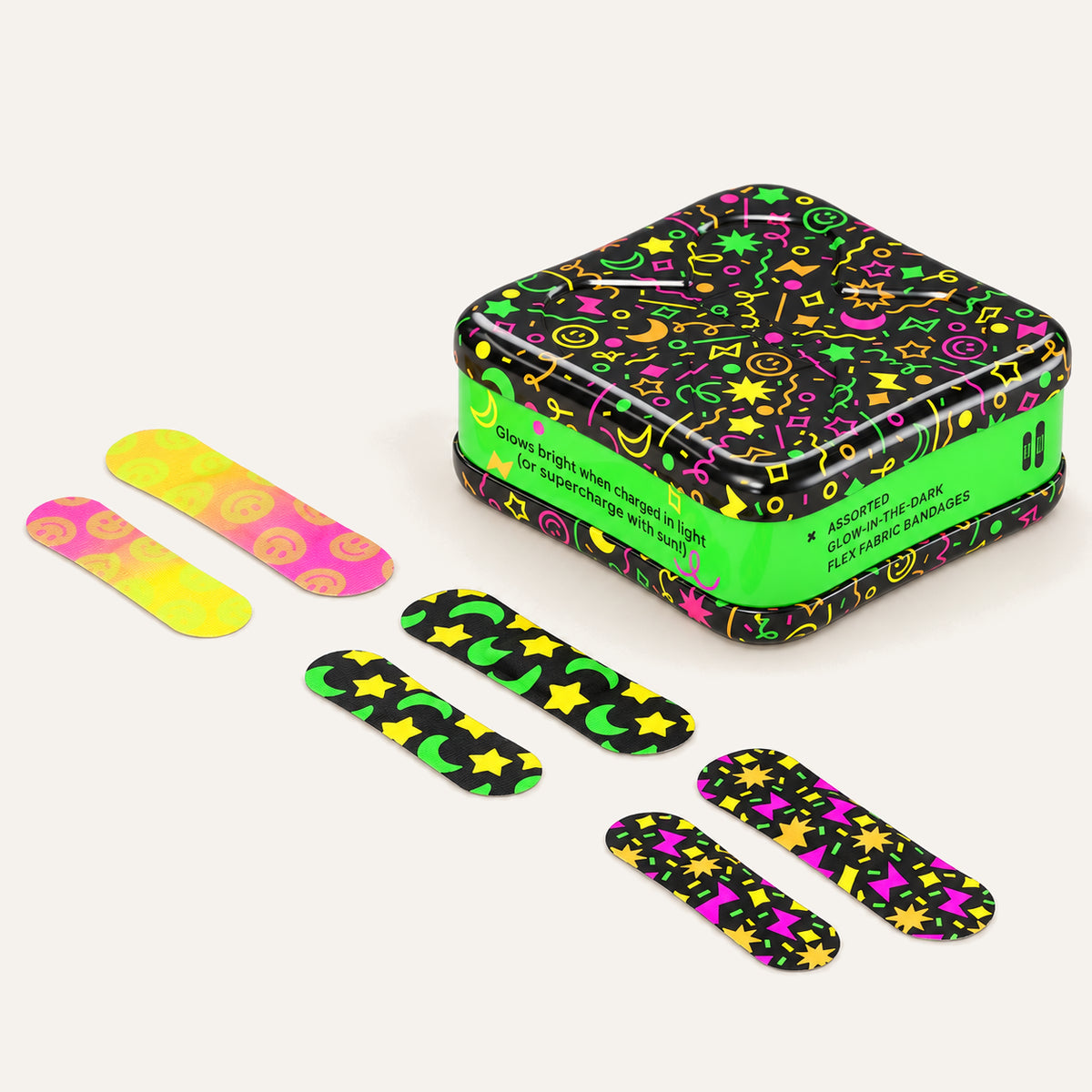 Welly Glow Party — Plastry świecące w ciemności Flex Fabric, 48 sztuk | Ellemania