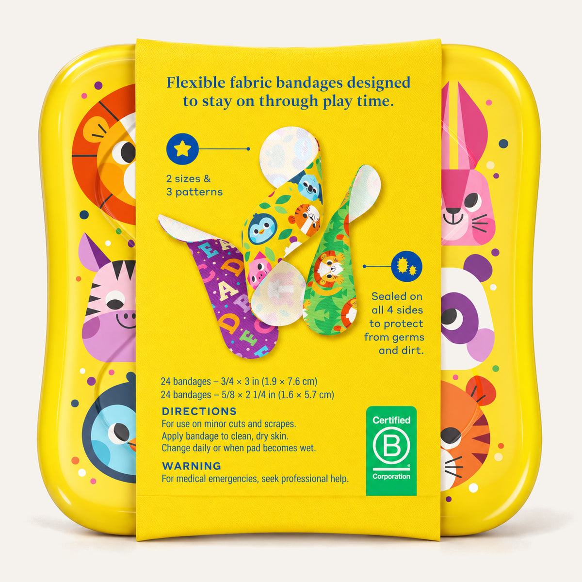 Welly Zoo Animals Flex Fabric Bandages 48 pcs, children's plasters with an animal motif | Ellemania