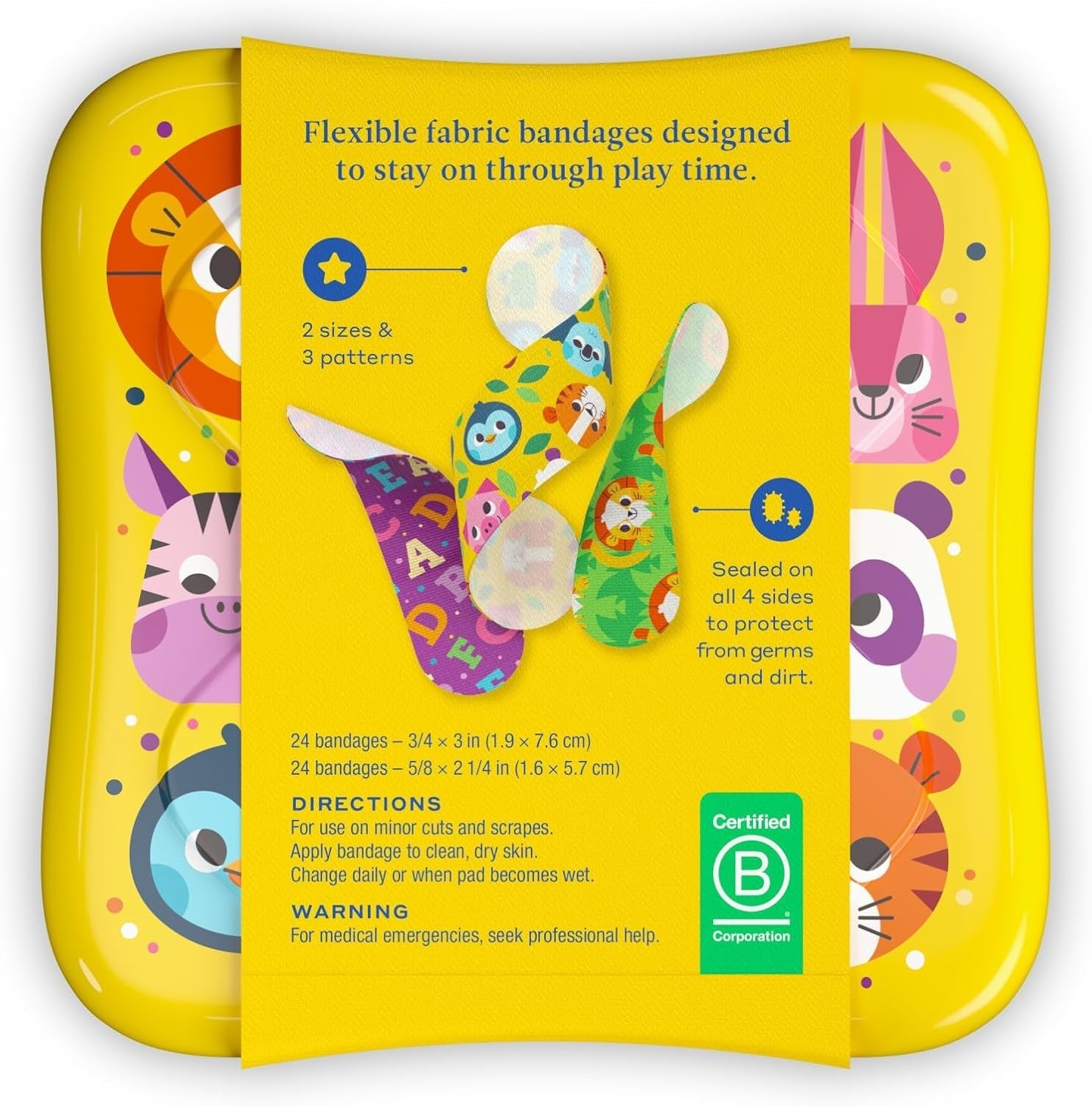 Welly Zoo Animals Flex Fabric Bandages — Plastry dla Dzieci z Motywem Zwierząt — KANDYDAT (scrap)
